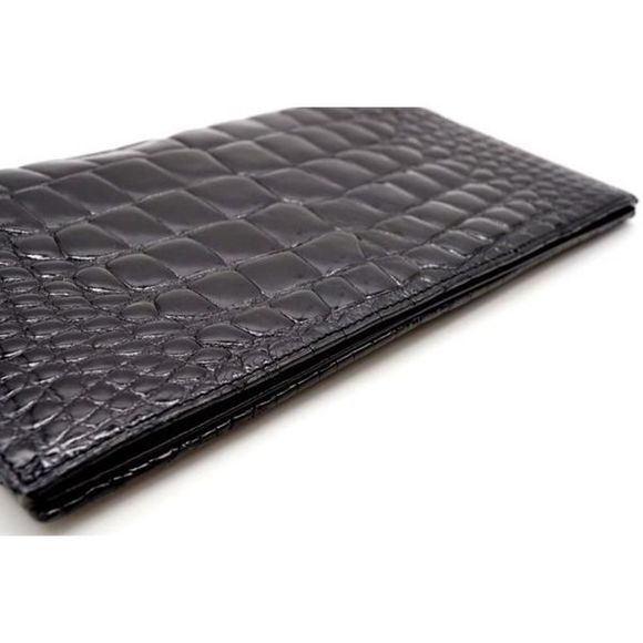 Gucci Vintage Folio Wallet Gold Hardware Crocodile Leather Black - Picture 3 of 9